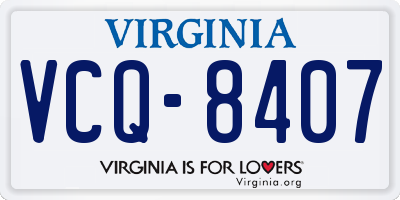 VA license plate VCQ8407
