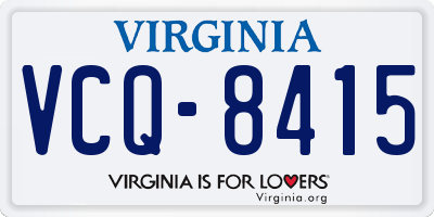 VA license plate VCQ8415
