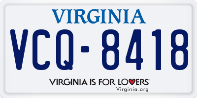VA license plate VCQ8418