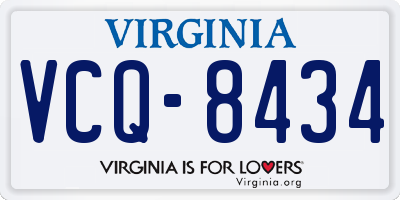 VA license plate VCQ8434