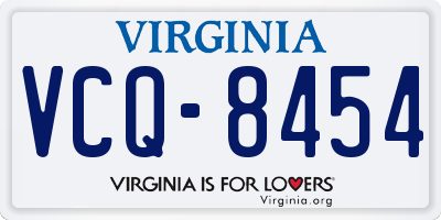 VA license plate VCQ8454