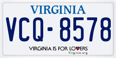 VA license plate VCQ8578
