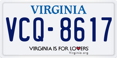 VA license plate VCQ8617