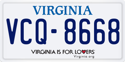 VA license plate VCQ8668