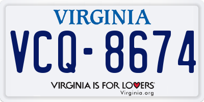 VA license plate VCQ8674