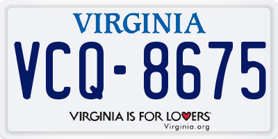 VA license plate VCQ8675