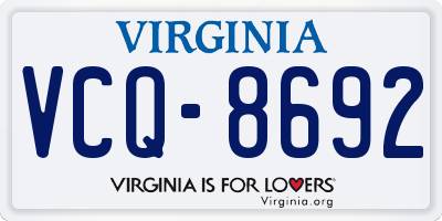 VA license plate VCQ8692