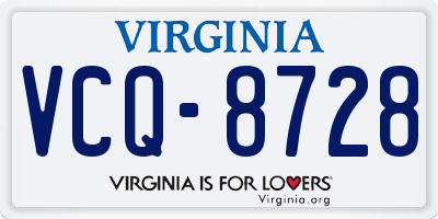 VA license plate VCQ8728