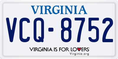 VA license plate VCQ8752