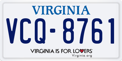 VA license plate VCQ8761