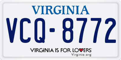 VA license plate VCQ8772
