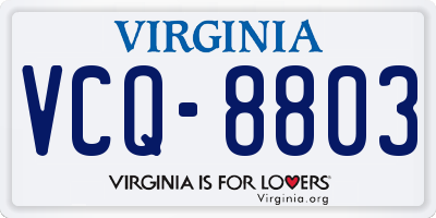 VA license plate VCQ8803