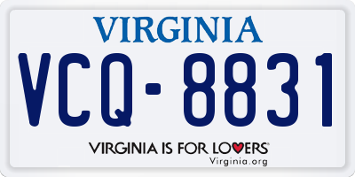 VA license plate VCQ8831