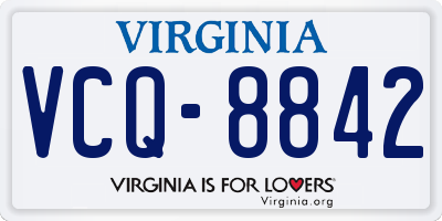 VA license plate VCQ8842