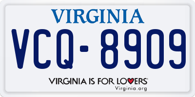VA license plate VCQ8909