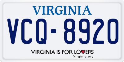 VA license plate VCQ8920