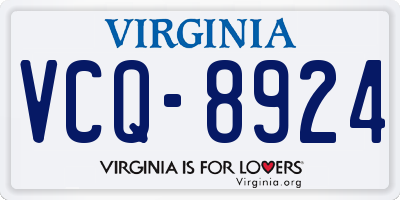 VA license plate VCQ8924