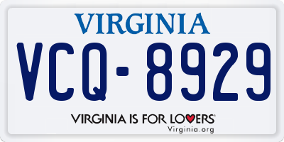 VA license plate VCQ8929