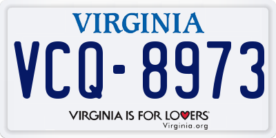 VA license plate VCQ8973