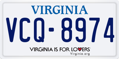 VA license plate VCQ8974