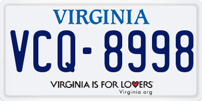 VA license plate VCQ8998