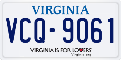 VA license plate VCQ9061