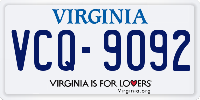 VA license plate VCQ9092