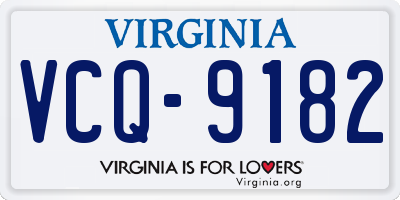 VA license plate VCQ9182