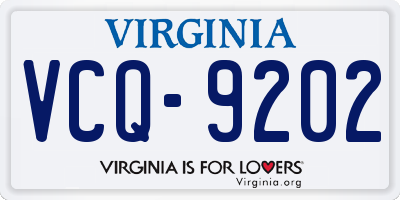 VA license plate VCQ9202