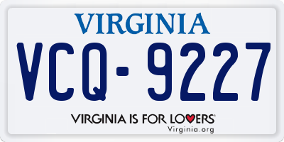 VA license plate VCQ9227