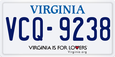 VA license plate VCQ9238