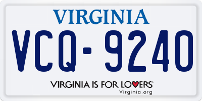 VA license plate VCQ9240