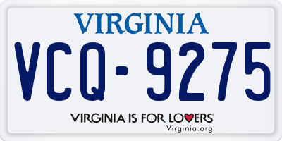 VA license plate VCQ9275