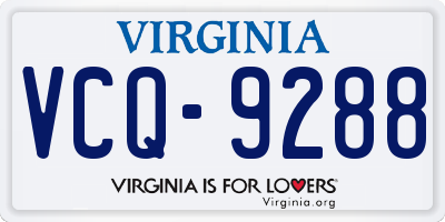VA license plate VCQ9288
