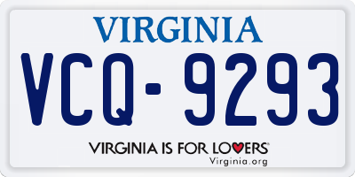 VA license plate VCQ9293