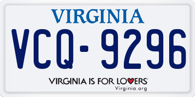 VA license plate VCQ9296