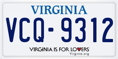 VA license plate VCQ9312