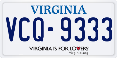 VA license plate VCQ9333