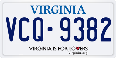 VA license plate VCQ9382