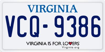 VA license plate VCQ9386