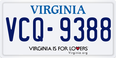 VA license plate VCQ9388