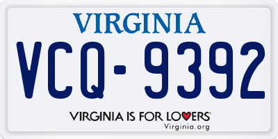 VA license plate VCQ9392