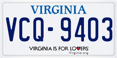VA license plate VCQ9403