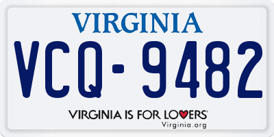 VA license plate VCQ9482