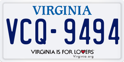 VA license plate VCQ9494