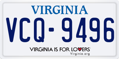 VA license plate VCQ9496