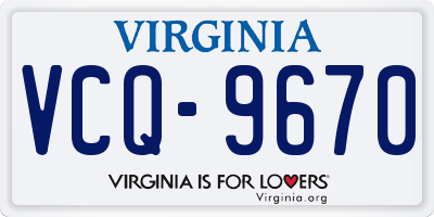 VA license plate VCQ9670