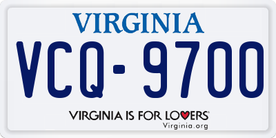 VA license plate VCQ9700