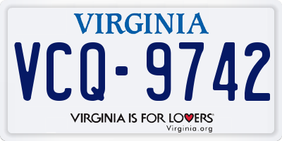 VA license plate VCQ9742