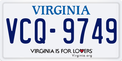 VA license plate VCQ9749